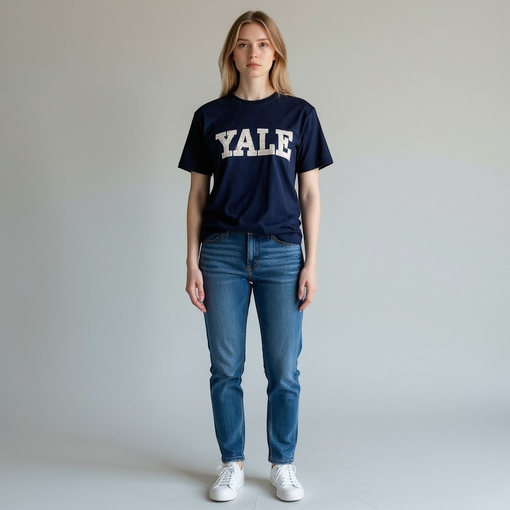 Yale University Navy Blue Graphic T-Shirt Short Sleeve Preppy Collegiate Size M